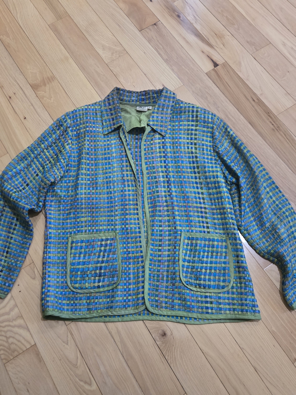 90s Vintage Norm Thompson Woven Silk Ribbon Blazer